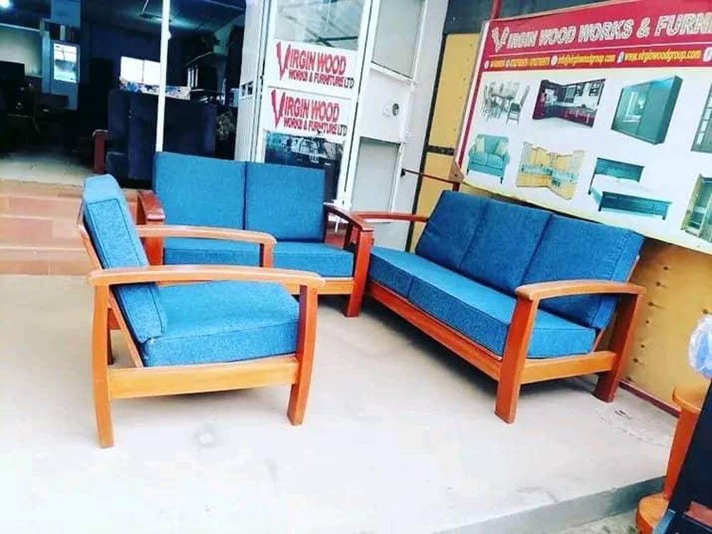 Sofa Sets for Sale in Kampala Uganda. Custom Made Wooden And Fabric Sofa Sets Uganda. Virgin Wood Works And Furniture Ltd, Leading Manufacturer And Supplier of Wood Furniture Products in Kampala Uganda, East Africa. Ugabox.com