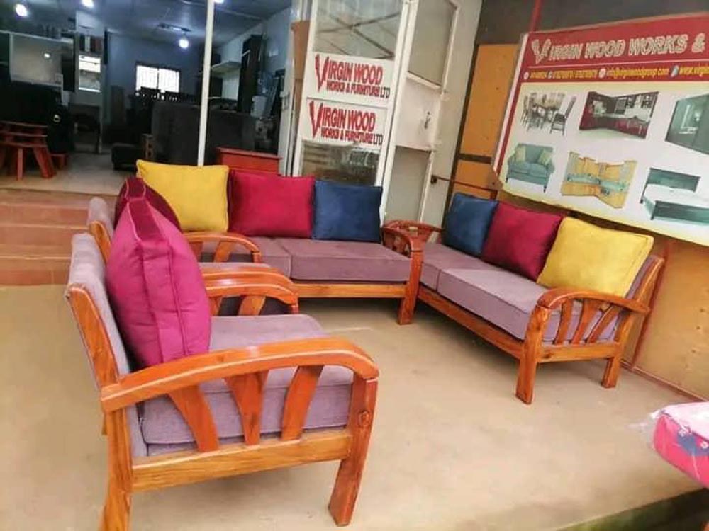 Sofa Sets for Sale in Kampala Uganda. Custom Made Wooden And Fabric Sofa Sets Uganda. Virgin Wood Works And Furniture Ltd, Leading Manufacturer And Supplier of Wood Furniture Products in Kampala Uganda, East Africa. Ugabox.com