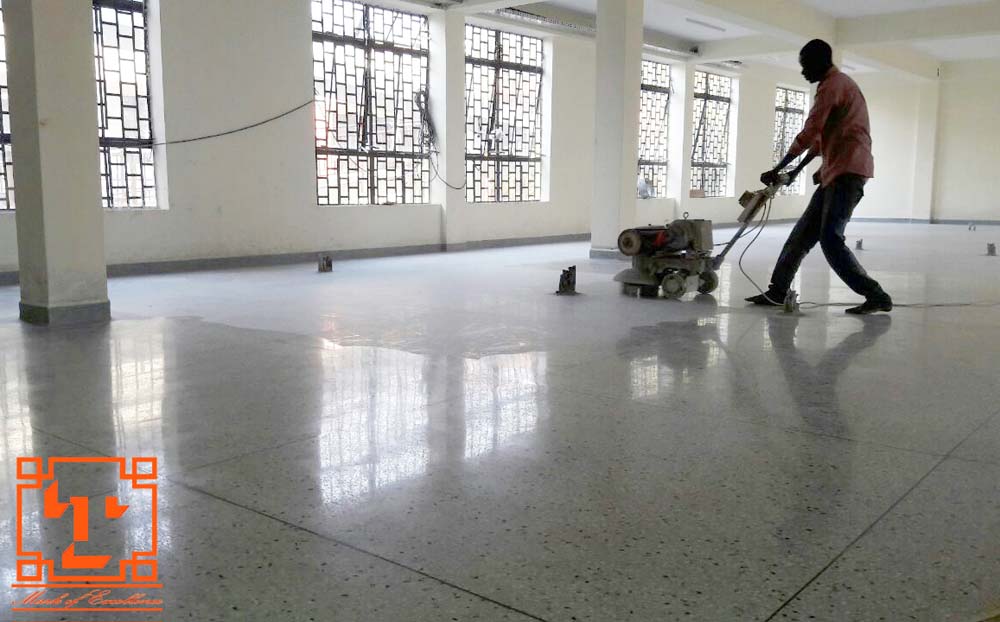 Terrazzo Floor Polishing in Kampala Uganda, Topcon Granite & Terrazzo Uganda