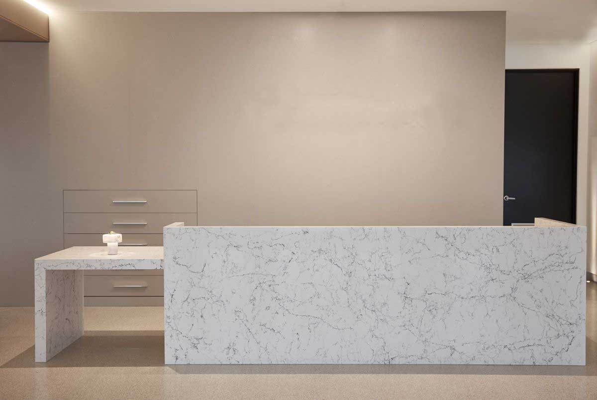 Granite/Marble Reception Desk/Counter/Worktop Installation Services in Kampala Uganda. Luxury Hotel And Office Stone Design And Installation Company in Uganda. Stone Design And Build, Installation, Granite/Marble Slabs-Tiles And Flooring Materials Supply in Uganda: Varni Granite, Marble And Terrazzo Uganda, Ugabox