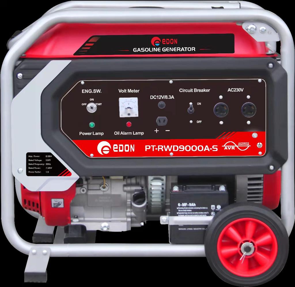 8KVA Edon Petrol Generator AVR System 8000 Watts Self Ignition Start, Recoil Start 100% Copper Wiring, Oil Sensor For Music Systems, Schools, Churches And Outdoor Power Supply For Sale Kampala Uganda. Generators For Electricity/Power Supply Uganda. Machine World Uganda for all your power generators and backup power equipment supplies in Kampala Uganda, East Africa: Kigali-Rwanda, Nairobi-Mombasa-Kenya, Juba-South Sudan, DRC Congo, Tanzania. Ugabox