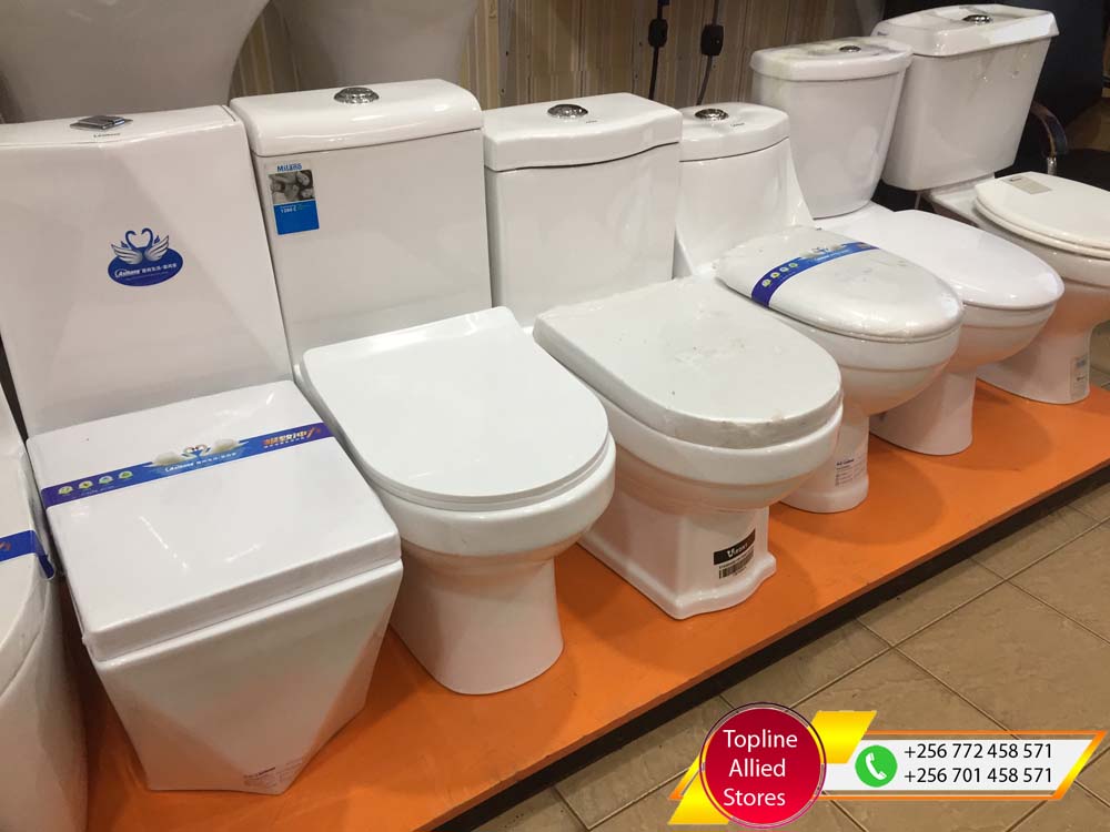 Ceramic Toilets in Uganda. Toilet Seats, Sanitaryware in Uganda, Toilet & Bathroom Fittings and Accessories in Uganda, Topline Allied Stores Uganda for Supply of: Plumbing Materials, Building Materials, Kitchen Furnishing, Tiles, Ceramics and General Hardware in Nakasero Kampala Uganda, Ugabox