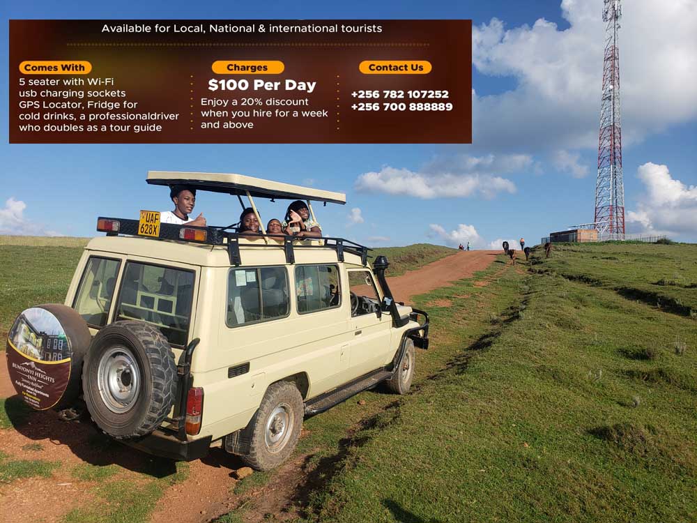 Tours And Travel Car Hire Services in Uganda. SAFARI CARs FOR Hiring. Available for Local, National And International Tourists. Comes With 5 Seater with Wi-Fi USB Charging Sockets GPS Locator, Fridge for Cold Drinks, a Professional Driver who doubles as a Tour Guide. Charges: $100 Per Day Enjoy a 20% discount when you hire for a week and above. Contact Us: +256 782 107252 +256 700 888889 | Tour Guides Uganda | Tour Operators Uganda, Gorilla Trekking in Uganda, Gorilla Safaris And Lodging in Uganda, Ihamba EarthLife Safaris Uganda, Ugabox