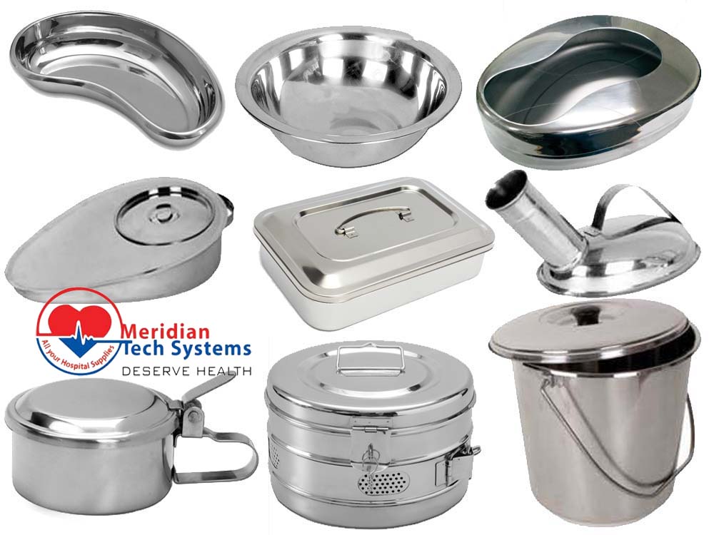 Stainless Steel Holloware for Sale in Kampala Uganda. Hospital, Clinic And Medical Holloware Uganda, Medical Supply, Medical Equipment, Hospital, Clinic & Medicare Equipment Kampala Uganda. Meridian Tech Systems Uganda, Ugabox