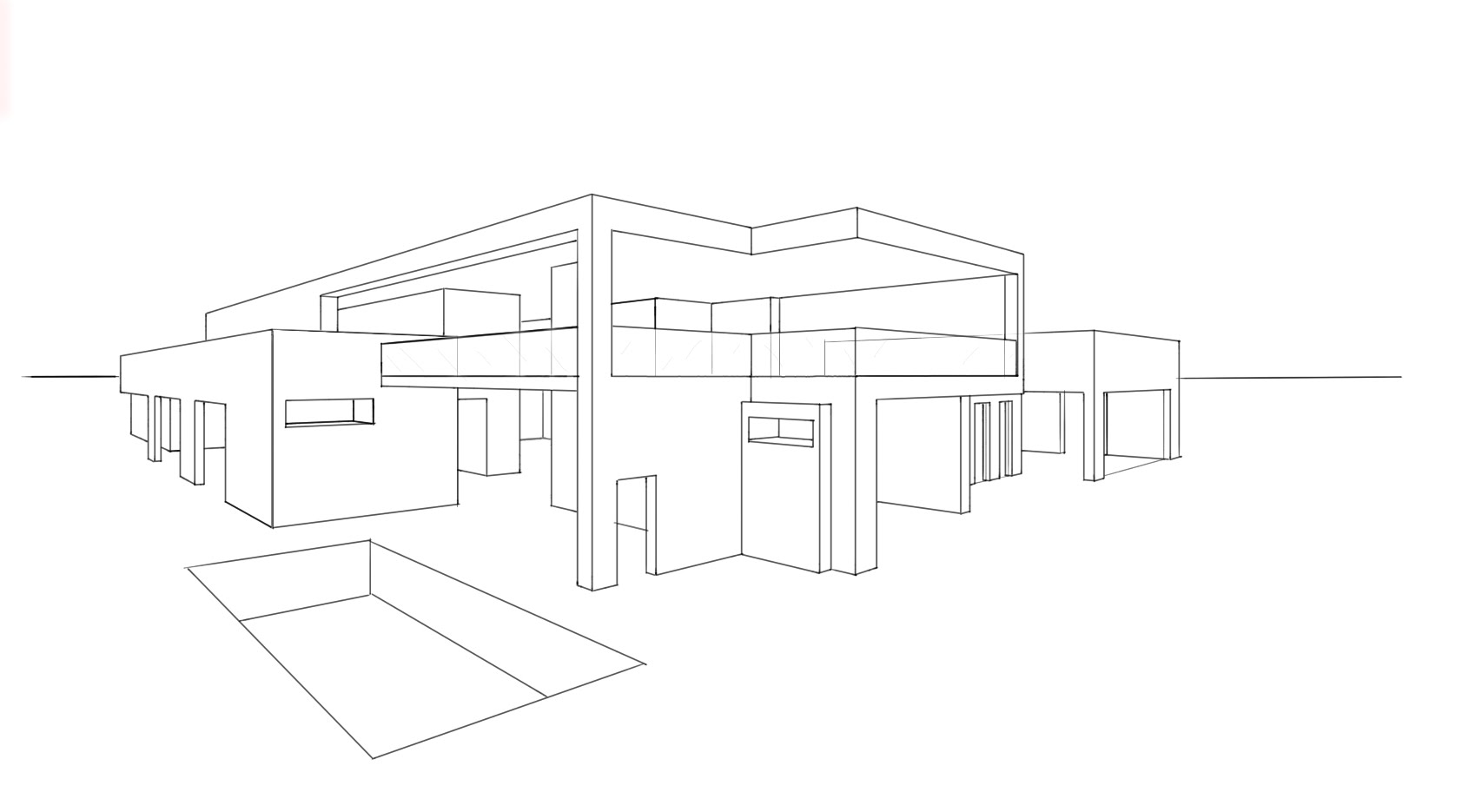 Схематичное рисование современных домов