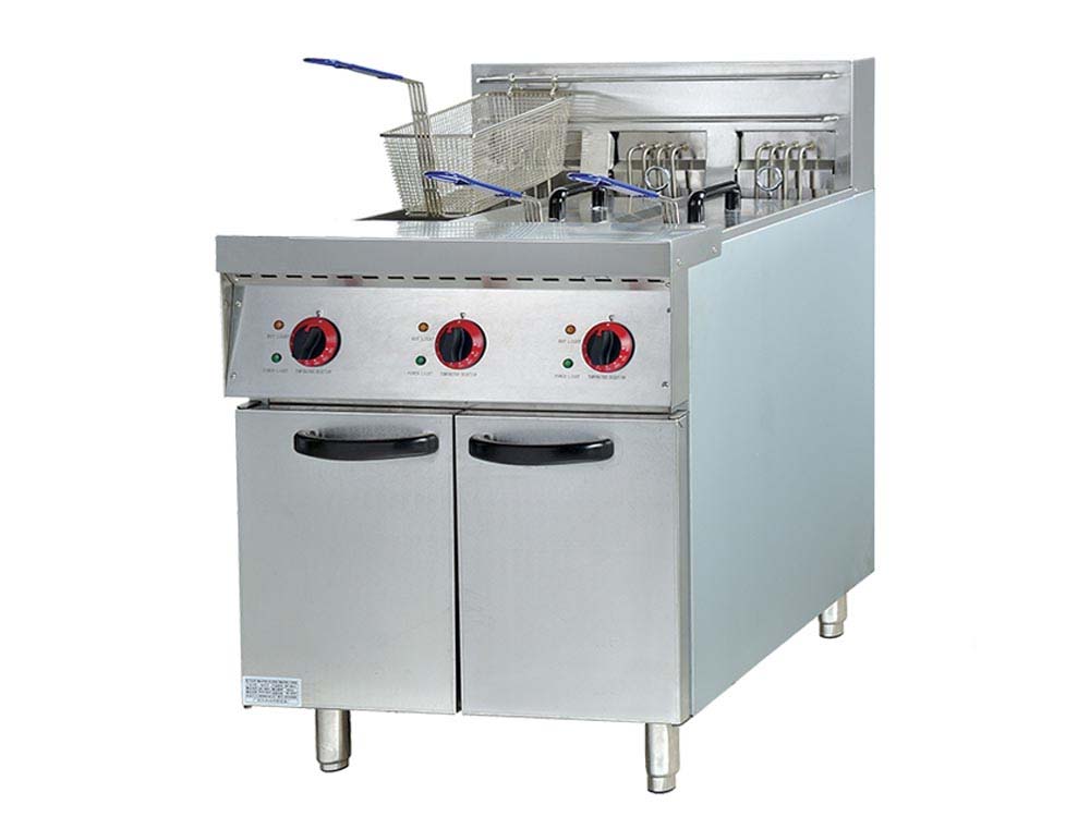 2-Tank Deep Fryer With Cabinet for Sale in Kampala Uganda. Cooking Equipment/Commercial Food Cooking Equipment in Uganda. Commercial Kitchen Equipment, Hotel/Restaurant Equipment Supplier in Kampala Uganda, East Africa: Kigali-Rwanda, Nairobi-Mombasa-Kenya, Juba-South Sudan, DRC-Congo, Tanzania, Ugabox