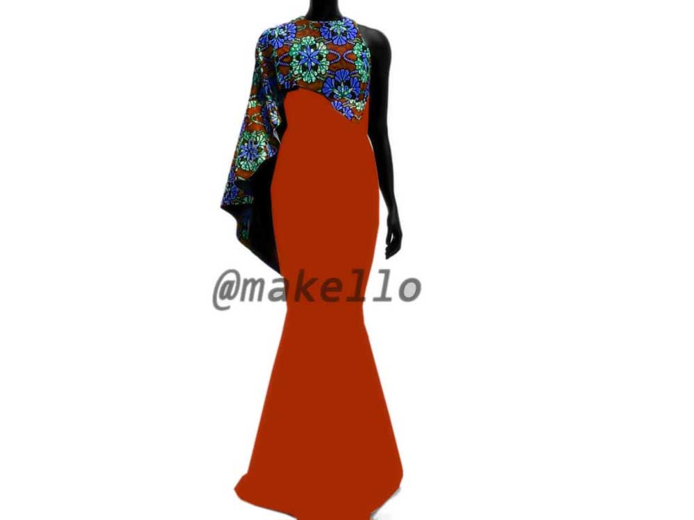 Mixed And Match Cape Dress, African Fashion Uganda, African Wear, African Prints, Kitenge Fashion Uganda, African Stylish Dresses in Uganda, African Design Fashion, At Makello Fashion Shop Kampala Uganda, Ugabox