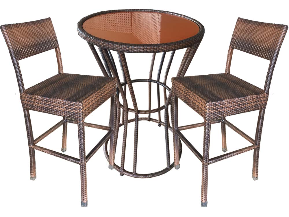 Outdoor Bar Set (Bar Stools & Glass Table) for sale in Uganda, Garden and Outdoor Furniture Kampala Uganda, Balcony Patio Furniture, Resin Wicker, All Weather Wicker Uganda, Ugabox